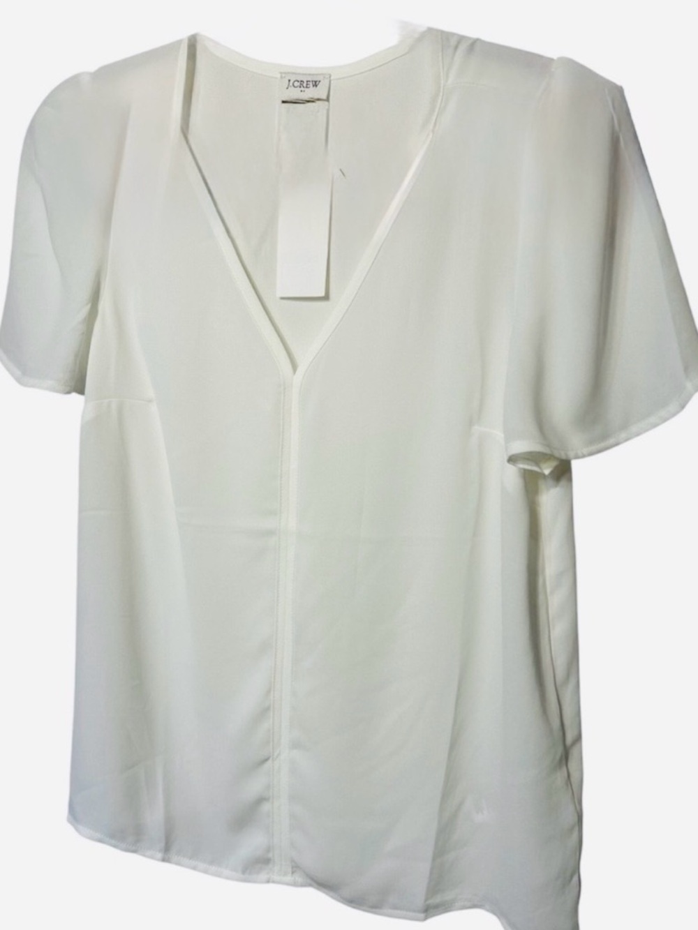 J. CREW IVORY V-NECK SHORT FLUTTER SLEEVE FEMININE TOP SIZE MEDIUM 🌟NWT🌟